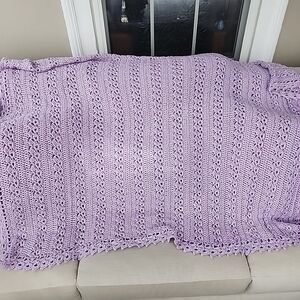 Lilac Purple Throw Blanket 74 X 48 Hanfmade Afghan